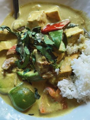araya's delicious avocado curry with rice at Araya's Place - University District in Seattle