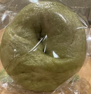 Matcha bagel .  at Kamogawa Bakery in Kyoto