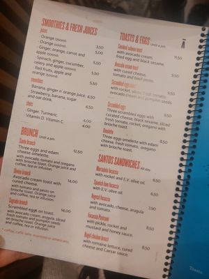 breakfast items that could possibly be changed to vegan at SANTA coffee in Malaga