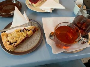 Plum cake and Roibos tea   at Café Gold in Kiel