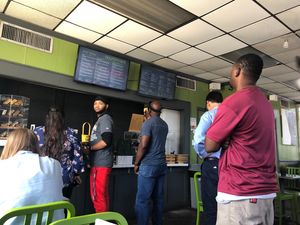 Busy place at 2 pm at Green Seed Vegan in Houston