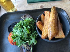 Aubergine and chips  at Poetic License in Sunderland