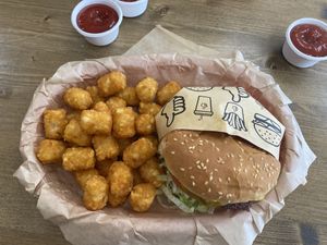 Nice Burger w/Tots (Plethora of Ketchup)  at Nice Burger in Stanton