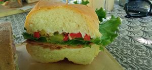 Panino con mortadella vegana at River Oglio Bike Bar in Darfo Boario Terme