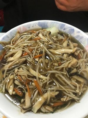 Chicken noodle noodle soup with bok choy at Bamboo Garden Vegetarian Cuisine in Seattle