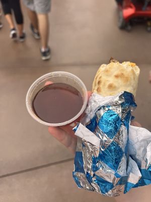 Chili maple syrup- very drippy   at Disneyland - Shawarma Palace - Food Stand in Anaheim