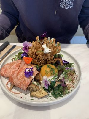 Goshroom with vegan bacon  at Cafe Vianee in Miranda