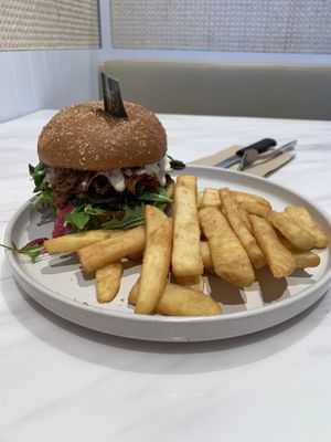 ‘Pulled pork’ burger.  at Cafe Vianee in Miranda