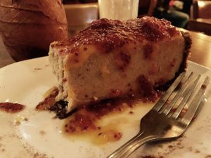 BBQ riblets and raw cheesecake. at Seasoned Vegan in New York City