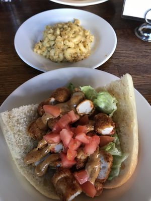 'Shrimp' Po' Boy w/ Mac n' Cheese at Seasoned Vegan in New York City