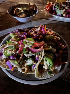 Mushroom tacos and a side of poutine  at Sweet Pea Cafe in Tallahassee