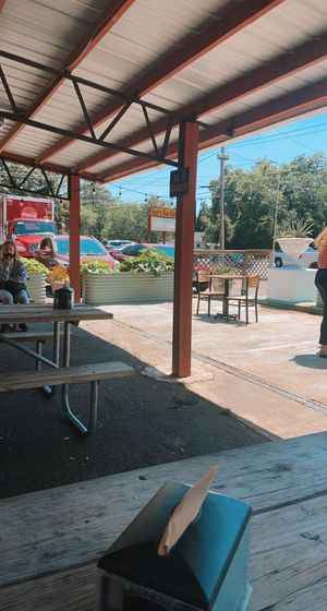 there is only outside seating as of now  at Sweet Pea Cafe in Tallahassee