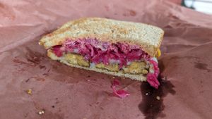 1/2 of the Tempe Reuben sandwich. I loved how much cabbage there was. at Sweet Pea Cafe in Tallahassee