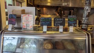 The waitress told us that the classic sinnin, their version of a cinnamon bun, is the most popular pastry there. at Sweet Pea Cafe in Tallahassee