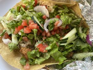 Falafel wrap - unwrapped for the photo   at Sweet Pea Cafe in Tallahassee