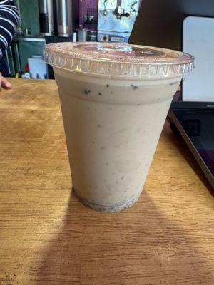 Blueberry chocolate iced oat milk latte   at Sweet Pea Cafe in Tallahassee