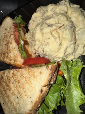 Buffalo fried tofu with potato salad   at Sweet Pea Cafe in Tallahassee