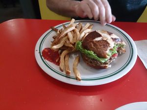 Black Bean Burger, delicious! at Sweet Pea Cafe in Tallahassee