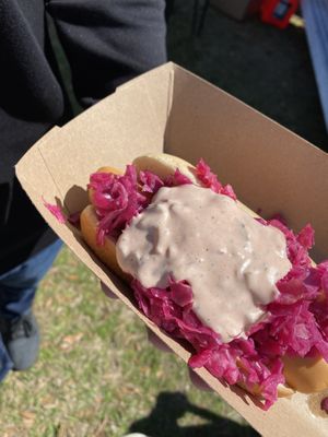 Reuben dog at Sweet Pea Cafe in Tallahassee