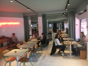Inside cafe at Kaffeemacherei in Frankfurt