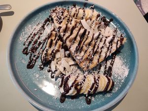 Belgische Waffel mit Banane und Schoko at Kaffeemacherei in Frankfurt