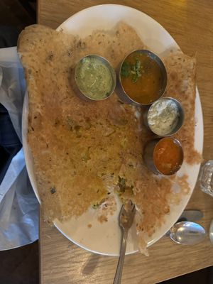 Halfway through a huge dosae of  at Sagar Vegan & Vegetarian Restaurant - Leicester Square in South West London