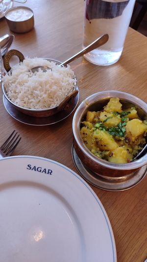 potato palya y arroz basmati at Sagar Vegan & Vegetarian Restaurant - Leicester Square in South West London