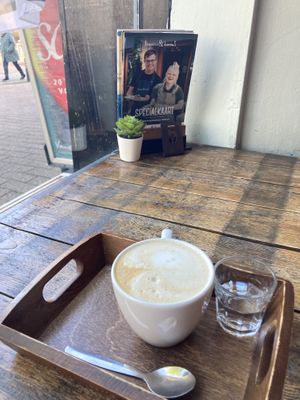 Good coffee (normally with whipped cream and cookie)  at Brownies & downieS in Zwolle