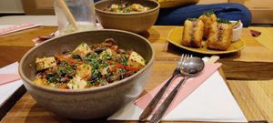 Mabo dofu and onigiri at Ukiyo in Casablanca