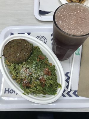 Pesto + blueberry lemonade  at Holy Plants in Lima