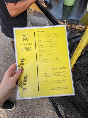 Menu January 2023 at Tamales Ciencia Ficción in Playa Del Carmen