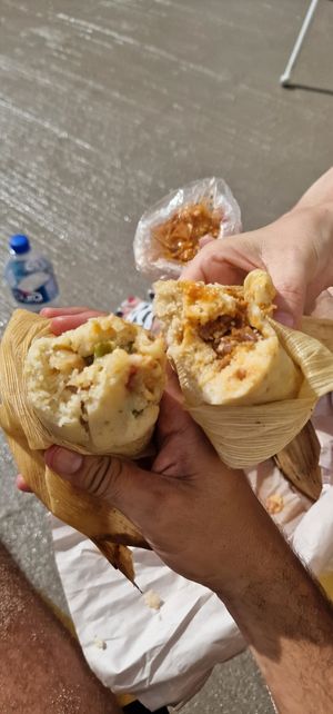 Rajas y queso and Frijolito at Tamales Ciencia Ficción in Playa Del Carmen