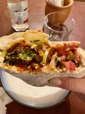 Pita with tomato sauce and Darani’s special sauce  at Darani in Tbilisi