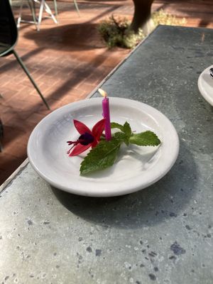 Sweet surprise for my birthday!   at Cafe Flora in Seattle