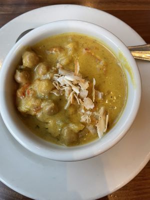 Chickpea curry soup of the day  at Cafe Flora in Seattle