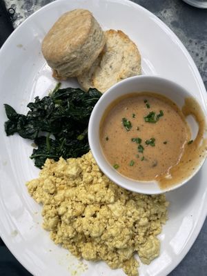 Southern platter (with gravy on the side)  at Cafe Flora in Seattle