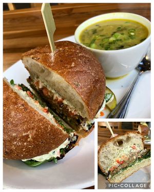 Black Bean Burger AKA Italian Burger  at Cafe Flora in Seattle