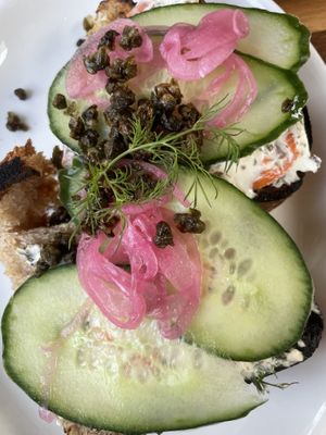 New! Carrot lox toast—yum  at Cafe Flora in Seattle
