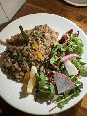 Butternut squash and chanterelle risotto  at Cafe Flora in Seattle