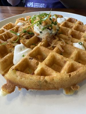 Waffle glamor shot  at Cafe Flora in Seattle