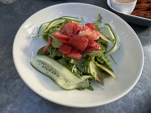 Strawberry Watercress Salad  at Cafe Flora in Seattle
