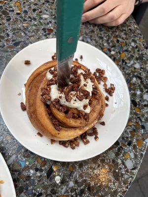 Cinnamon roll (starter)  at Cafe Flora in Seattle