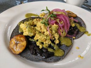Vegan Huevos Cubanos at Cafe Flora in Seattle