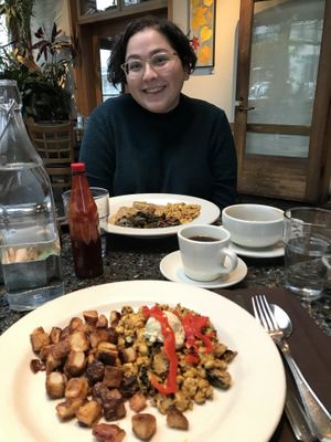Excellent vegan breakfast options, chai and coffee  at Cafe Flora in Seattle
