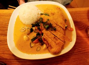 Chicken peanut curry at Rou Vegan in Berlin