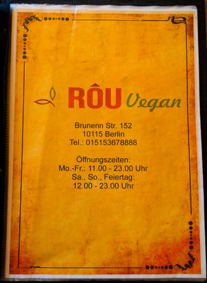 Menu page at Rou Vegan at Rou Vegan in Berlin