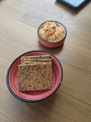 Crackers and dip at B&B Brasserie in Bodrum