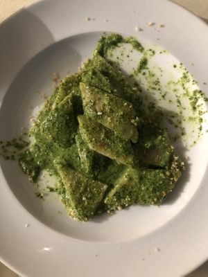 Testaroli al Pesto without Parmesan (already started eating before i took the pic sorry for that lol) at Vertigo in Seriate