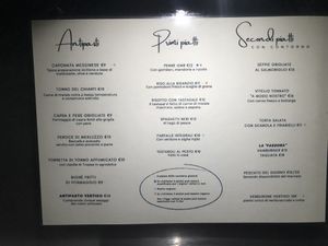 Menu Card  at Vertigo in Seriate