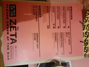 Menu snacks at Zeta in The Hague
